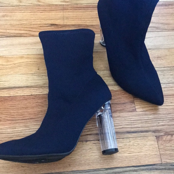 navy booties heels